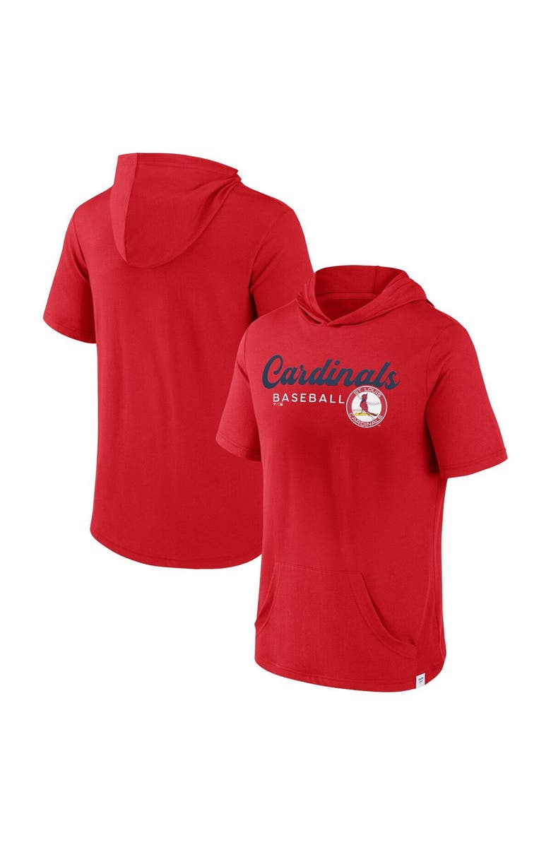 FANATICS Men's Fanatics Branded Red St. Louis Cardinals Offensive Strategy Short Sleeve Pullover Hoodie, Main, color, Red