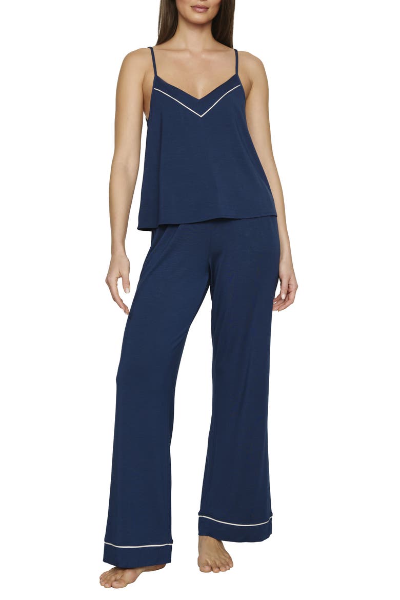 Gisele V-Neck Camisole and Pants Pajama Set, Main, color, NAVY/ IVORY