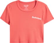 Junk Food Budweiser Label Crop Cotton Graphic T-Shirt