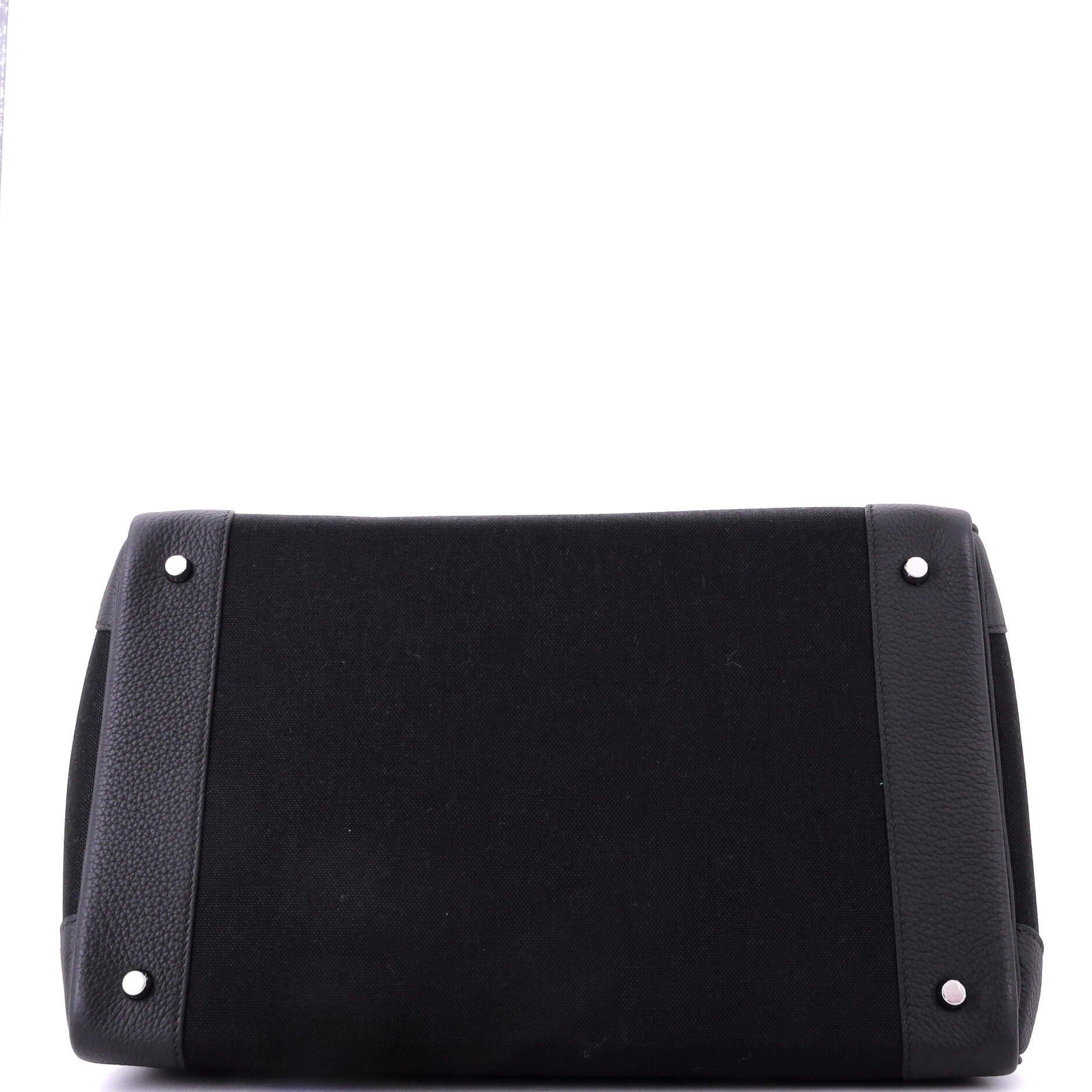 Pre-Owned Hermes HAC Birkin Bag Toile and Black Togo with Palladium Hardware 40, Alternate, color, 