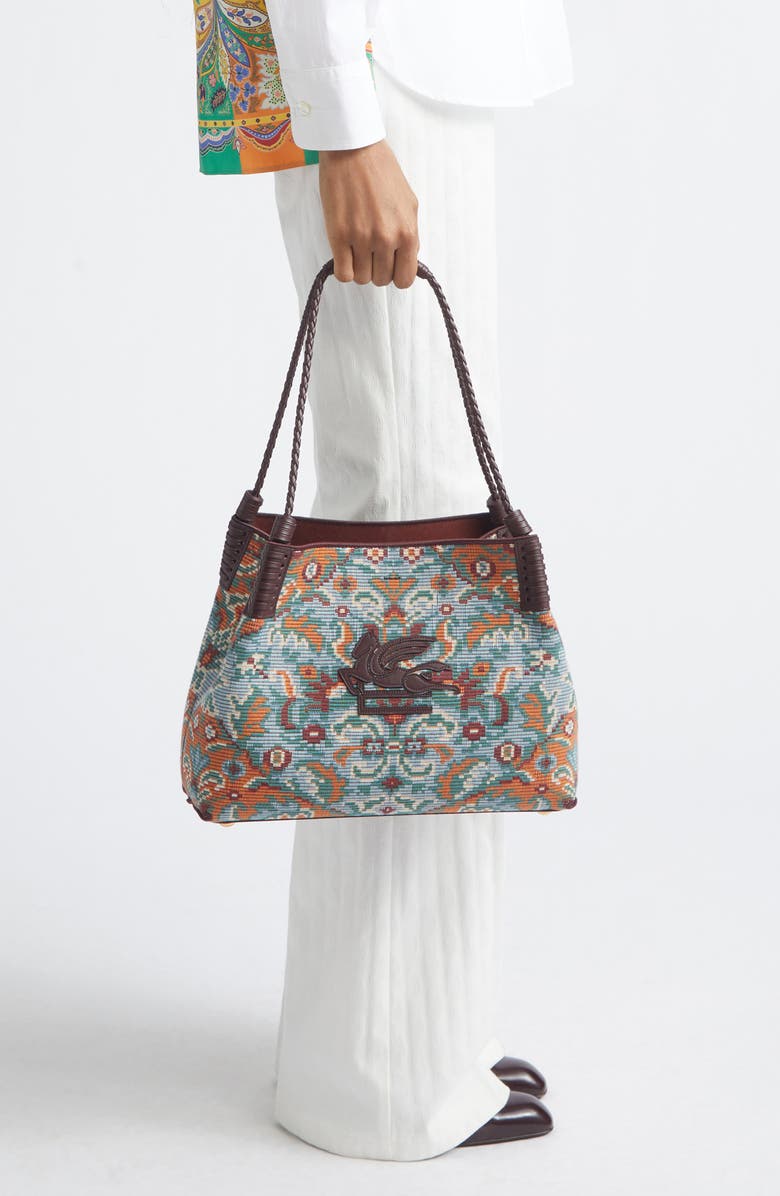 Etro Medium Libra Jacquard Tote Bag, Alternate, color, Multicolor Azure Base