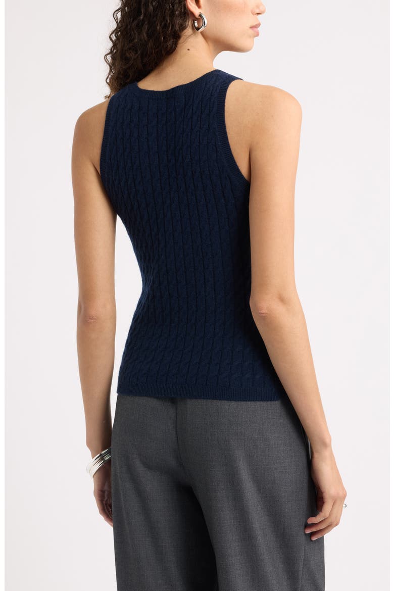 Cable Knit Cashmere Sweater Tank, Alternate, color, NAVY NIGHT