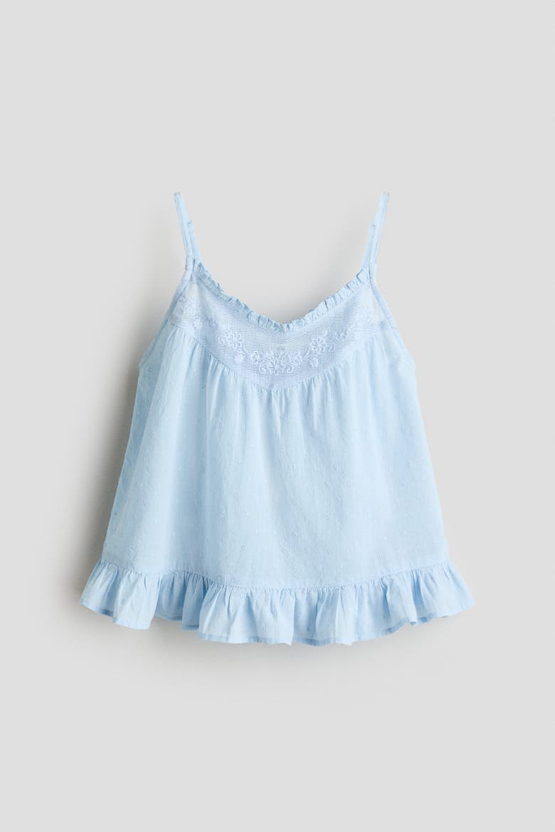 Lace-detail Cotton Top, Alternate, color, Light blue