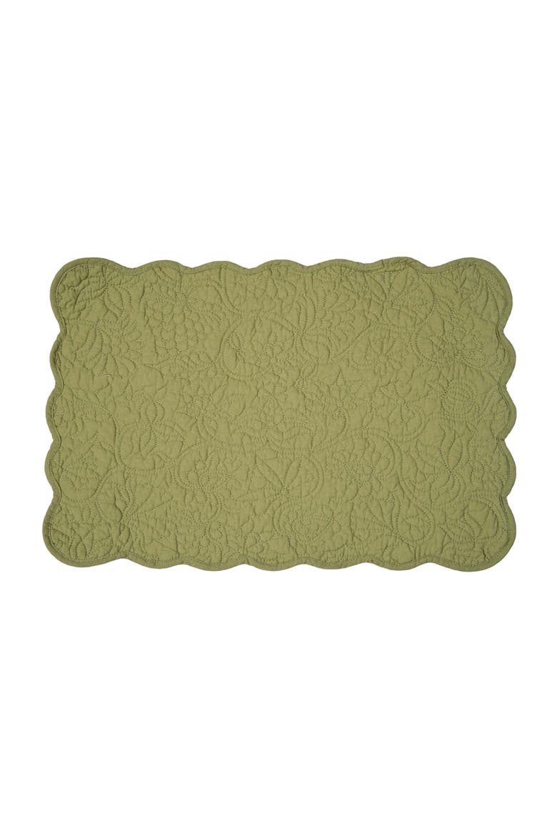Christiana Sweet Pea Reversible Machine Washable Scallop Quilt Placemats Set of 6, Alternate, color, Green