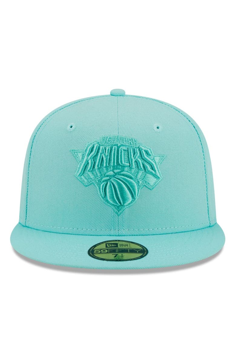 Men's New Era Turquoise New York Knicks Color Pack 59FIFTY Fitted Hat, Alternate, color, Turquoise