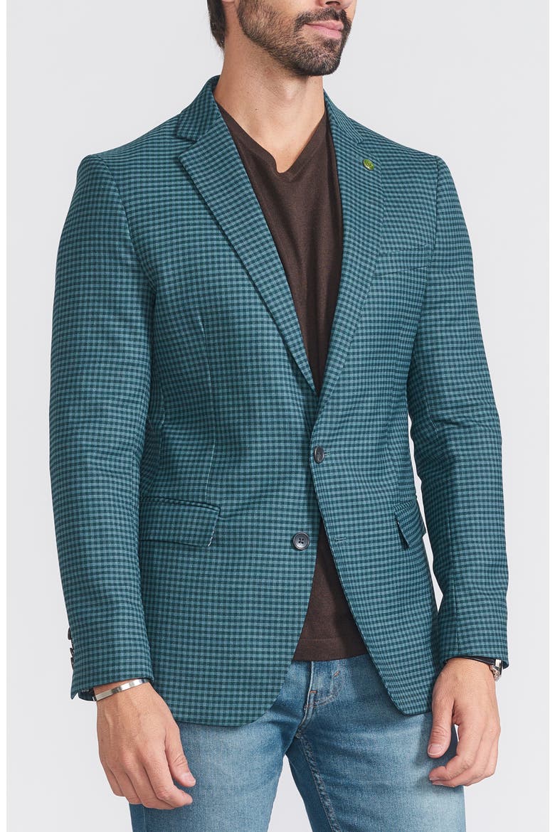 Check Print Wool Blend Sport Coat, Main, color, BLUE