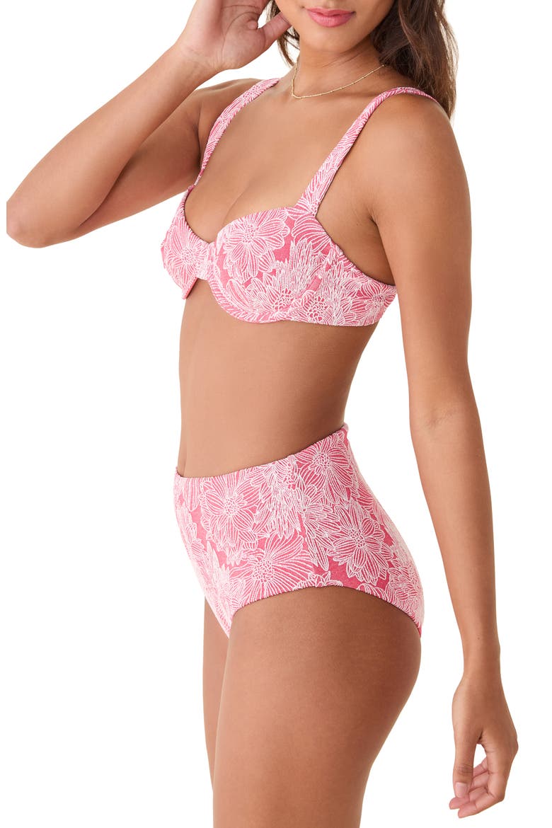 The High Waist Floral Jacquard Bikini Bottoms, Alternate, color, PEACHY