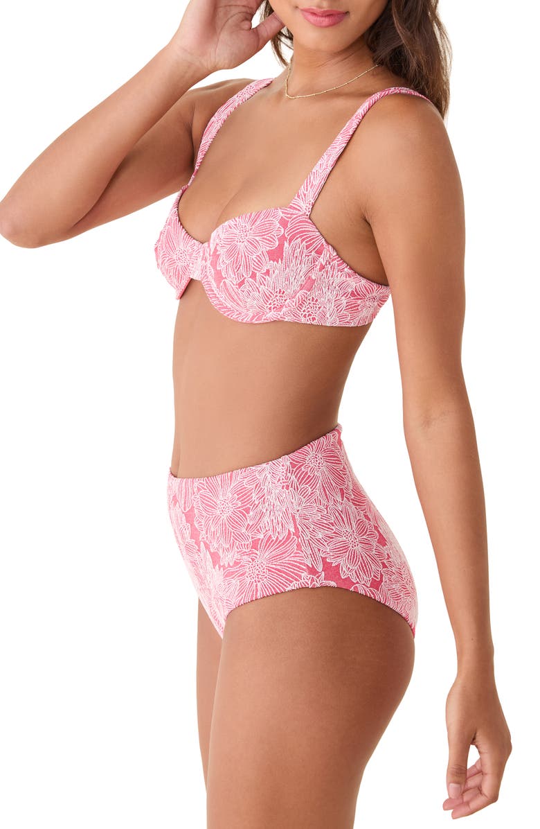 Andie The High Waist Floral Jacquard Bikini Bottoms, Alternate, color, Peachy