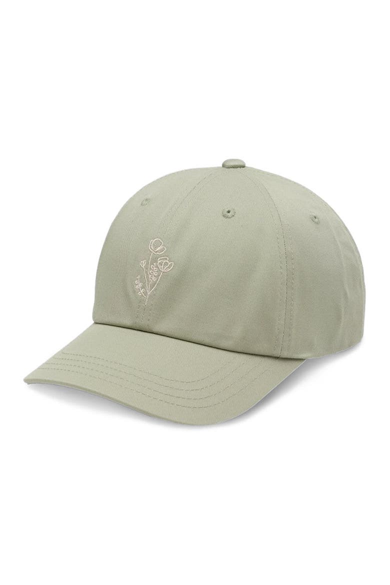 Flower Embroidery Peak Hat, Main, color, Light Moss/White Oak