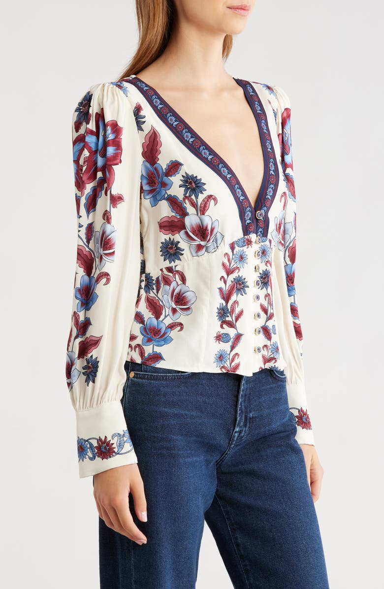 FARM Rio Malu Floral Top, Alternate, color, Off White