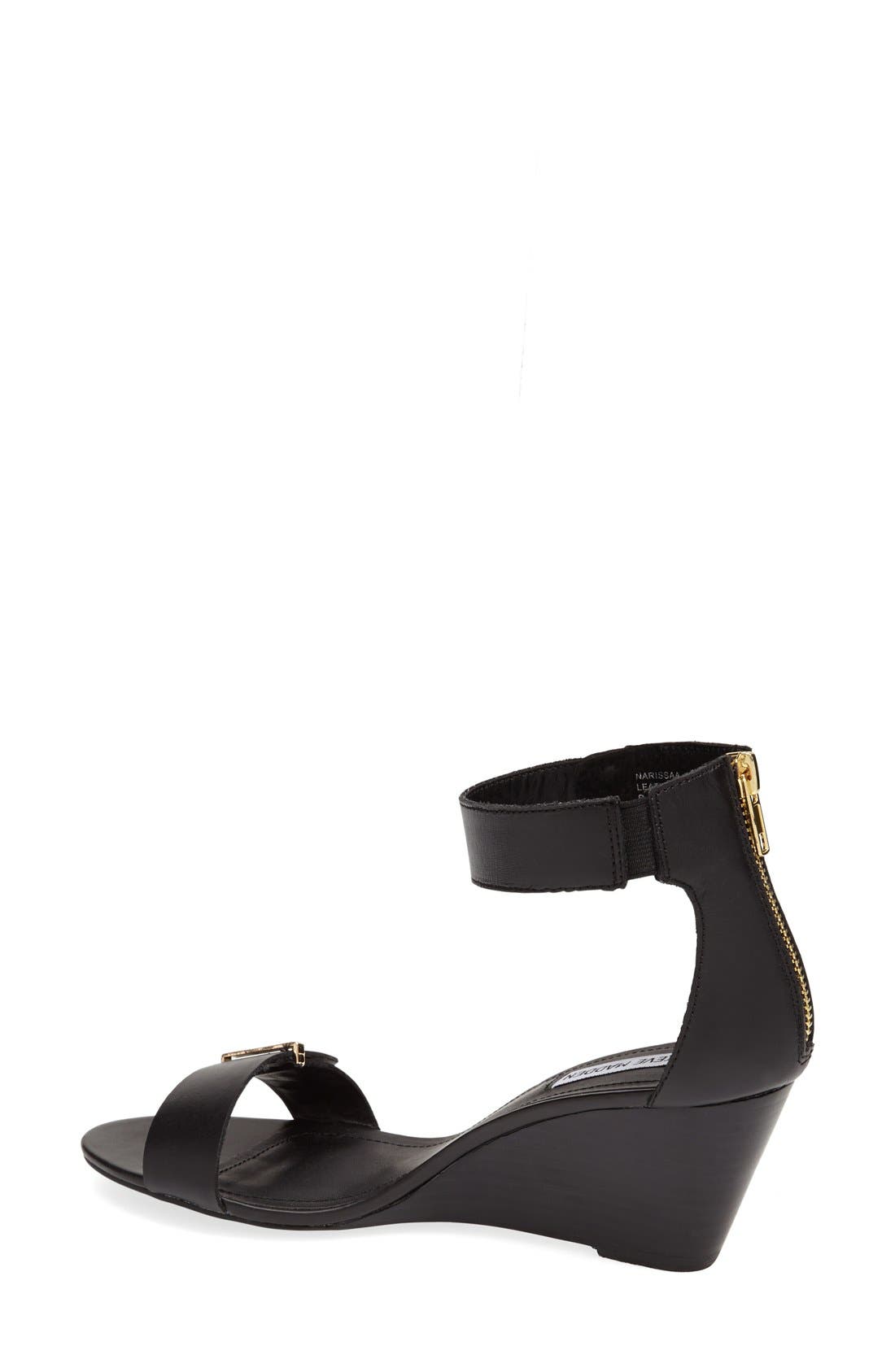 'Narissaa' Ankle Strap Wedge Sandal, Alternate, color, BLACK LEATHER
