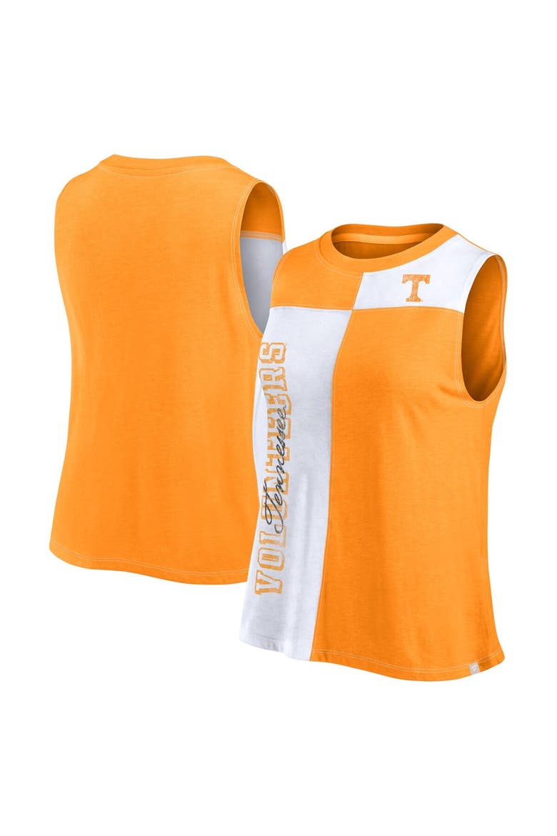 Women's Fanatics Branded Tennessee Orange/White Tennessee Volunteers Colorblock High Neck Tank Top, Main, color, Tennessee Orange