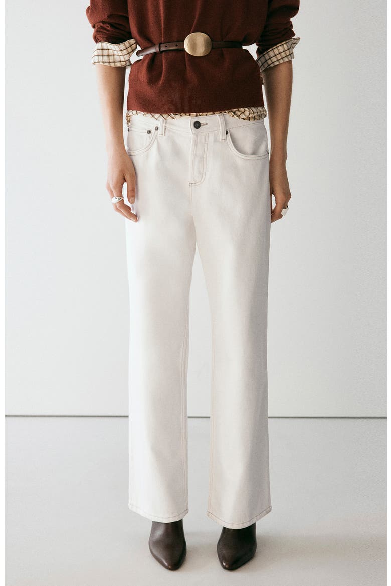 Low Waist Straight Leg Jeans, Alternate, color, OFF WHITE