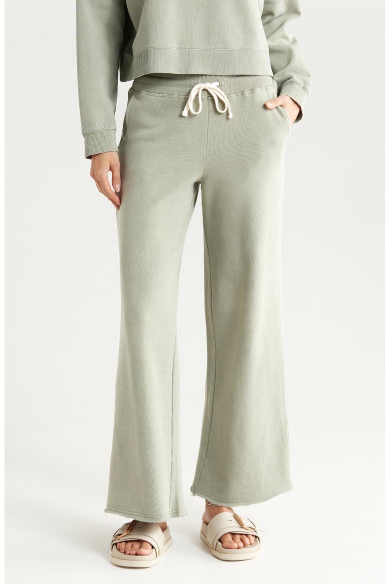 Cloud Nine Wide Leg Cotton Blend Fleece Pants, Main, color, SHADOW
