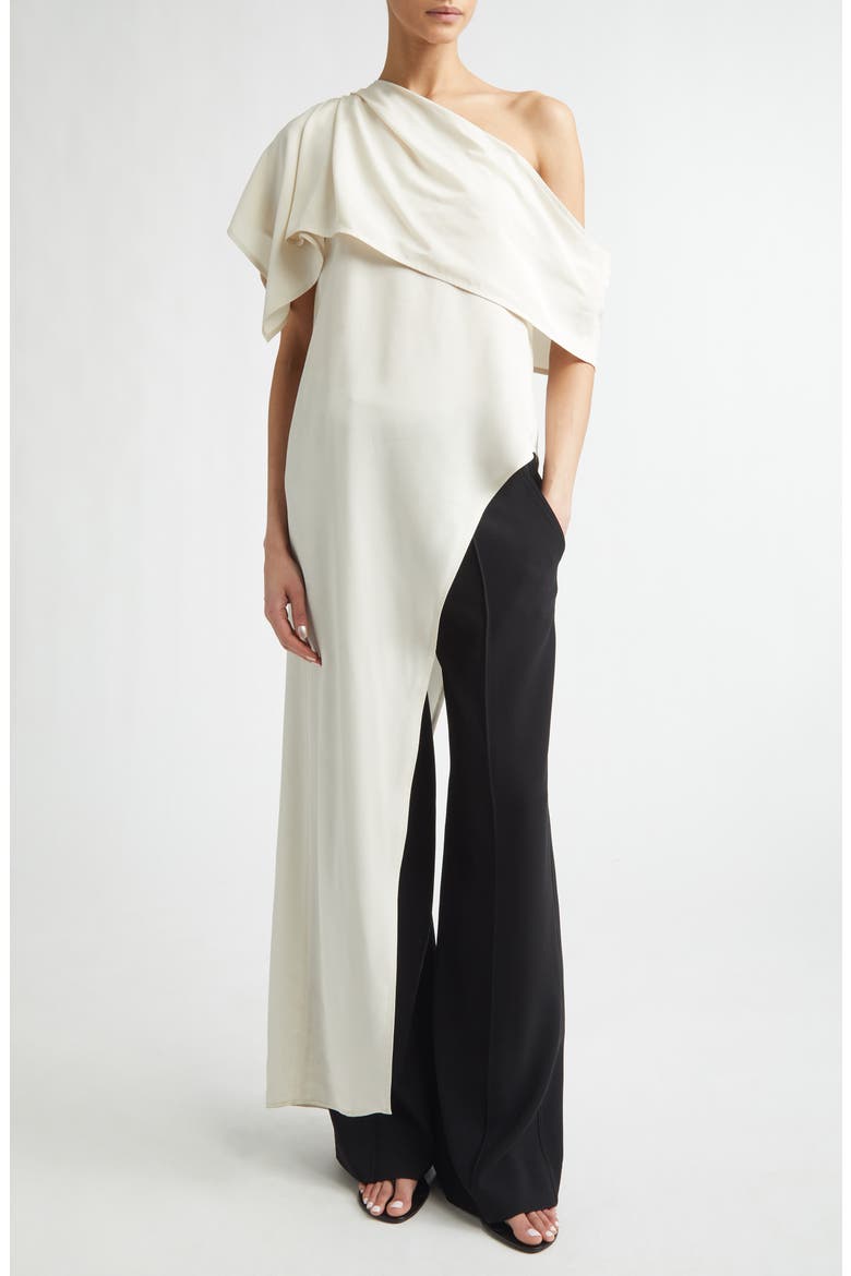 Haya Asymmetric One-Shoulder Cady Top, Main, color, ECRU