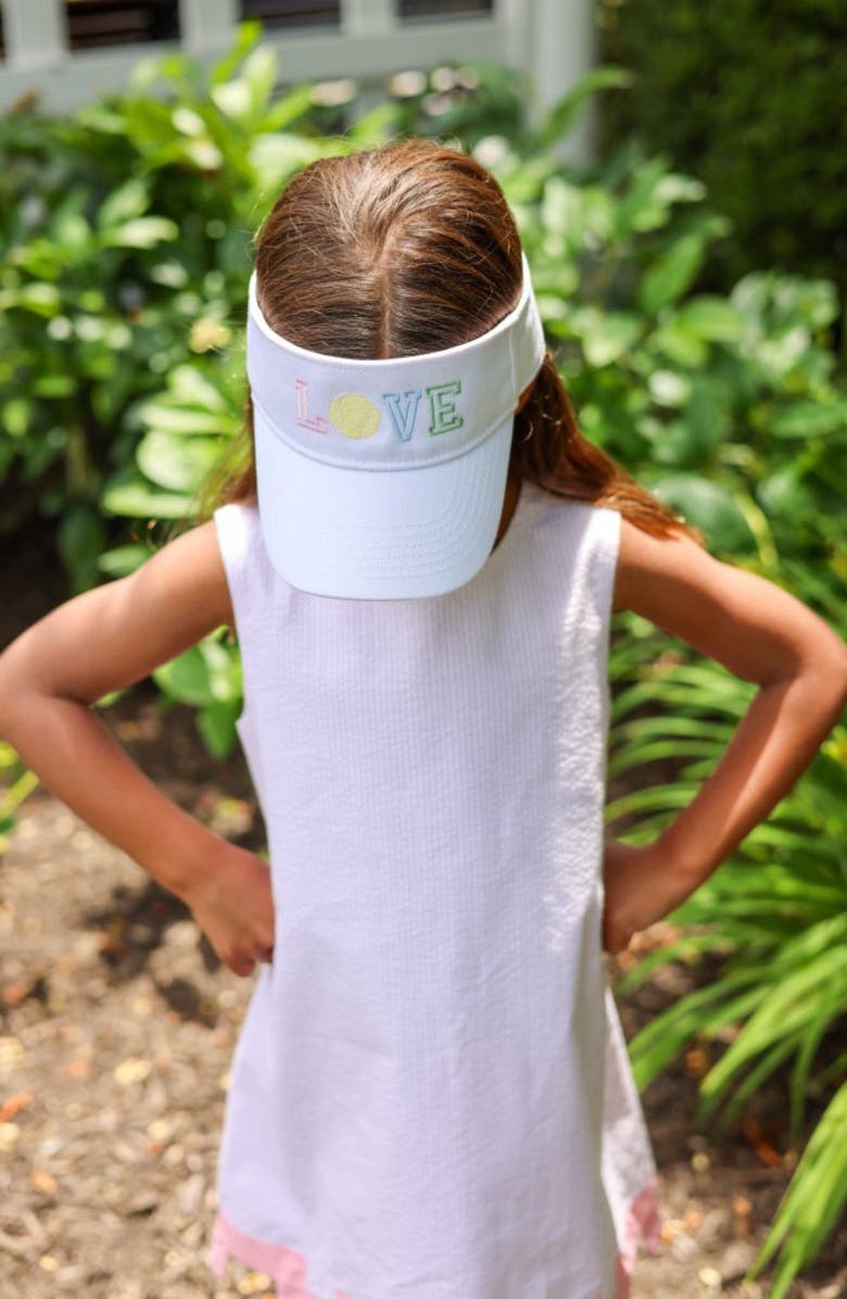 Bits & Bows Love Tennis Bow Visor, Alternate, color, White/Blue