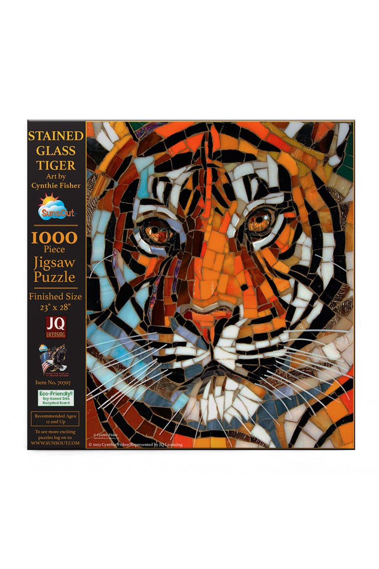 Stained Glass Tiger 1000 piece Jigsaw Puzzle for Adults, Alternate, color, Multicolor