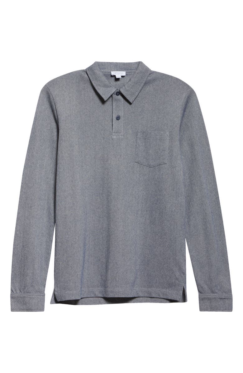 Sunspel Riviera Supima<sup>®</sup> Cotton Piqué Polo, Alternate, color, Navy Twist