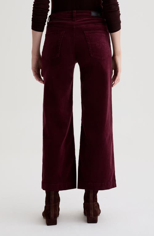 Ag Saige Mid Rise Ankle Wide Leg Corduroy Pants In Burgundy
