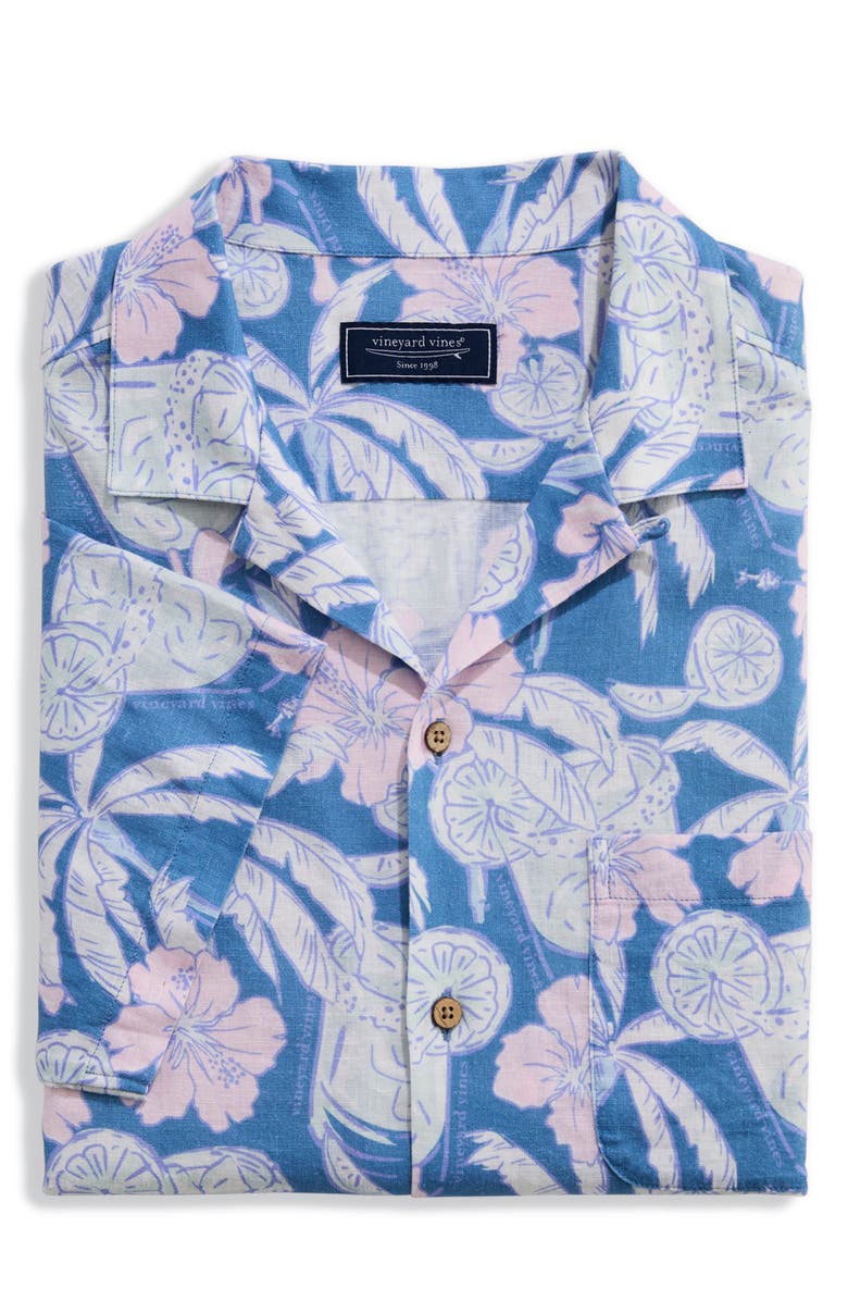vineyard vines Palm-Arita Linen Blend Camp Shirt, Alternate, color, Coastline