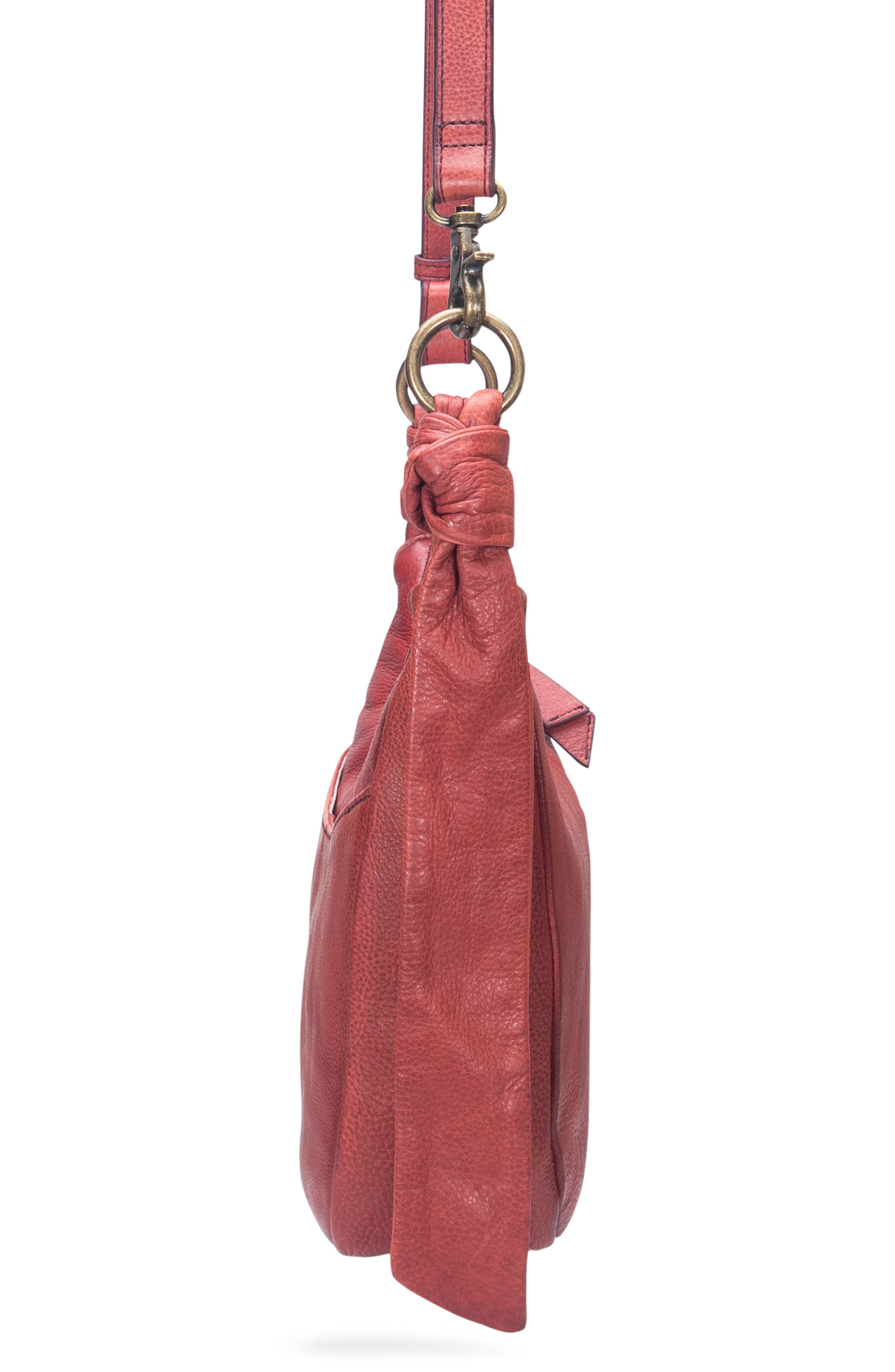 Frye Nora Knotted Leather Crossbody Strap, Alternate, color, Burgundy