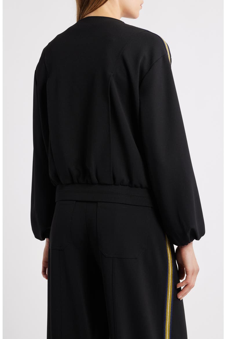 Stripe Trim Front Zip Jacket, Alternate, color, BLACK