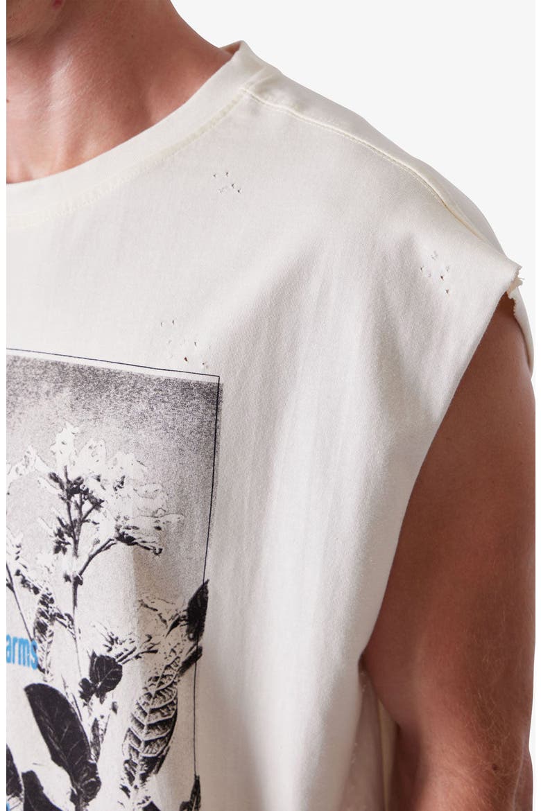 Sleeveless Distressed Graphic Cutoff T-Shirt, Alternate, color, ANTIQUE WHITE