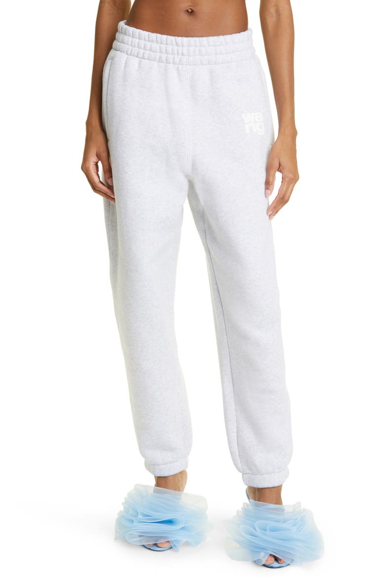 Puff Logo Structured Terry Sweatpants, Main, color, LIGHT HEATHER GREY