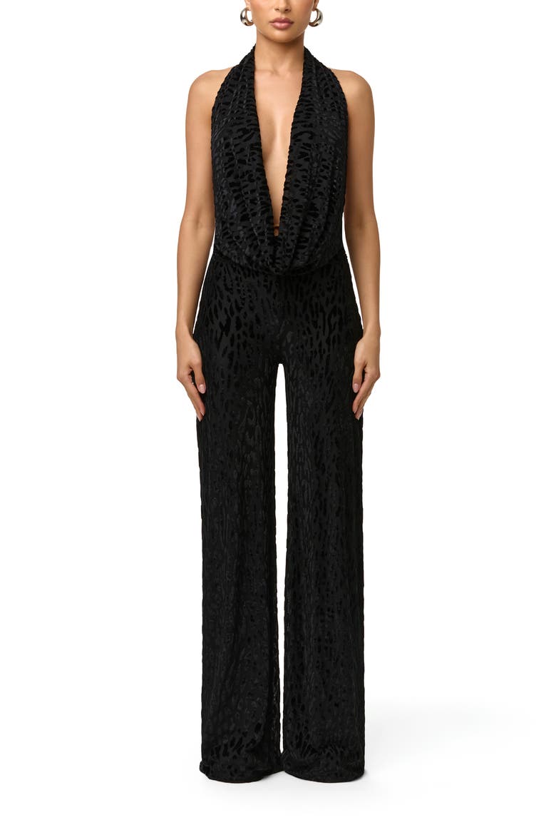 Burnout Halter Jumpsuit, Main, color, BLACK