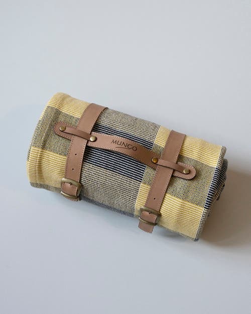 Mungo Picnic Blanket Cotton Rib Weave In Yellow Fig