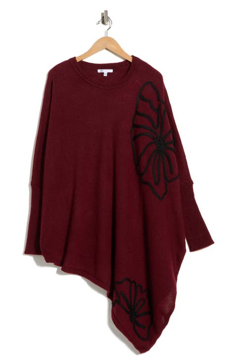 Abstract Floral Asymmetric Hem Sweater (Plus)