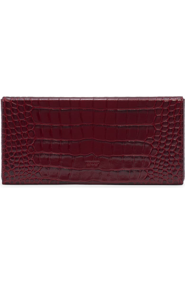 TOM FORD Croc Embossed Patenet Leather East/West Box Clutch, Alternate, color, 1R008 Ruby Red