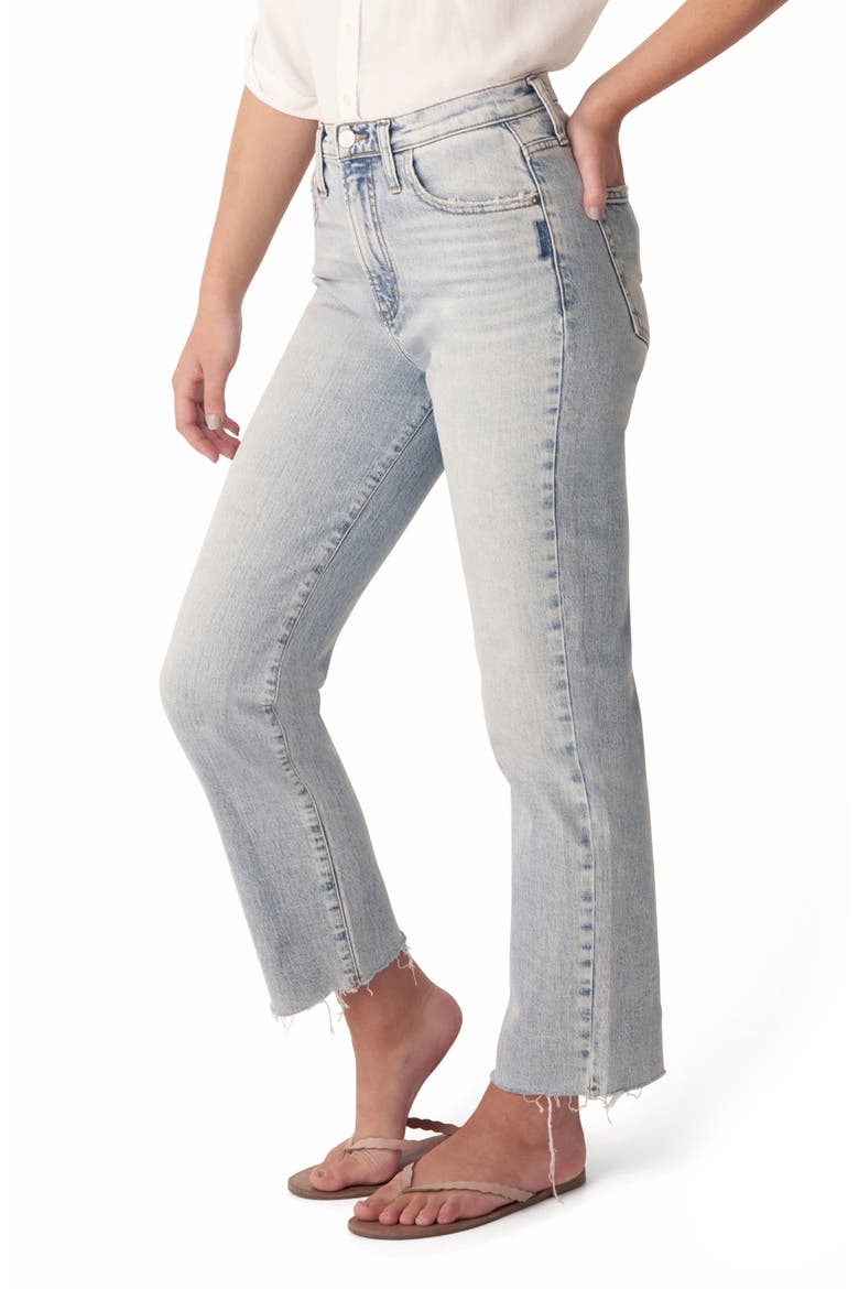 Highly Desirable High Waist Fray Hem Straight Leg Jeans, Alternate, color, INDIGO
