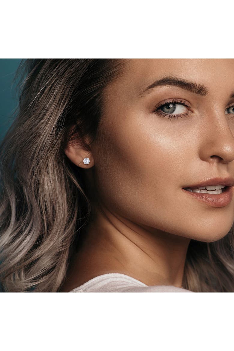 Lab-Grown Cluster Stud Earrings Sterling Silver, Alternate, color, Sterling Silver