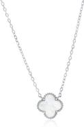 SIMONA Mother-of-Pearl Clover Milgrain Halo Pendant Necklace