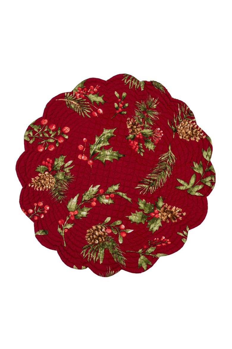 Maureen Floral Reversible Round Set of 6 Placemats17", Alternate, color, Red