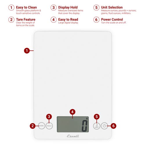 Escali Arti Glass Digital Scale In White