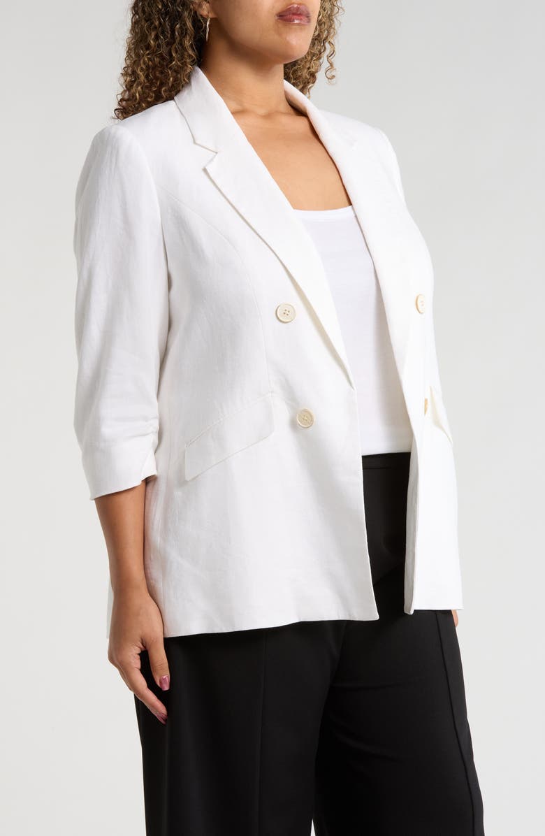 Jones New York Open Front Linen Blend Jacket, Alternate, color, Natural White