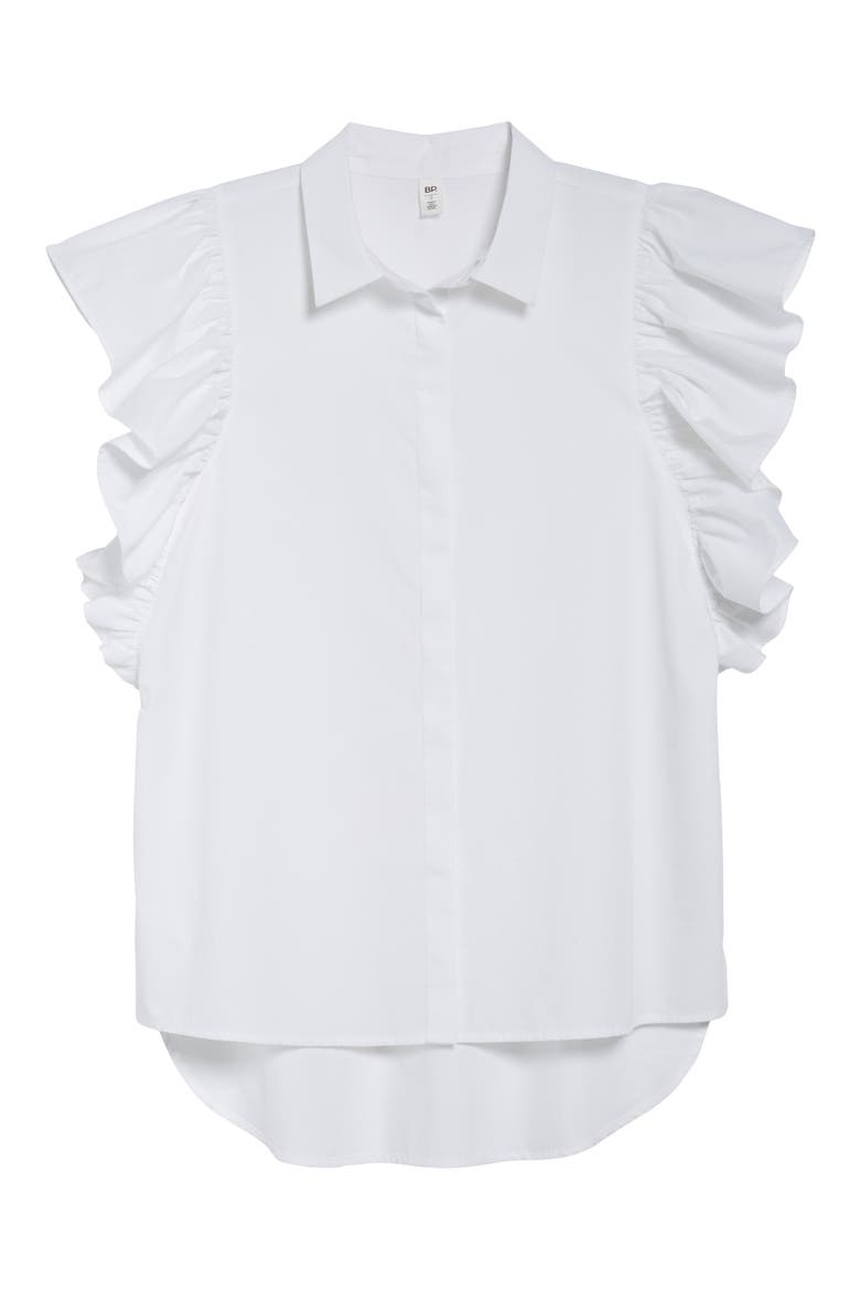 Ruffle Sleeve Top, Alternate, color, WHITE
