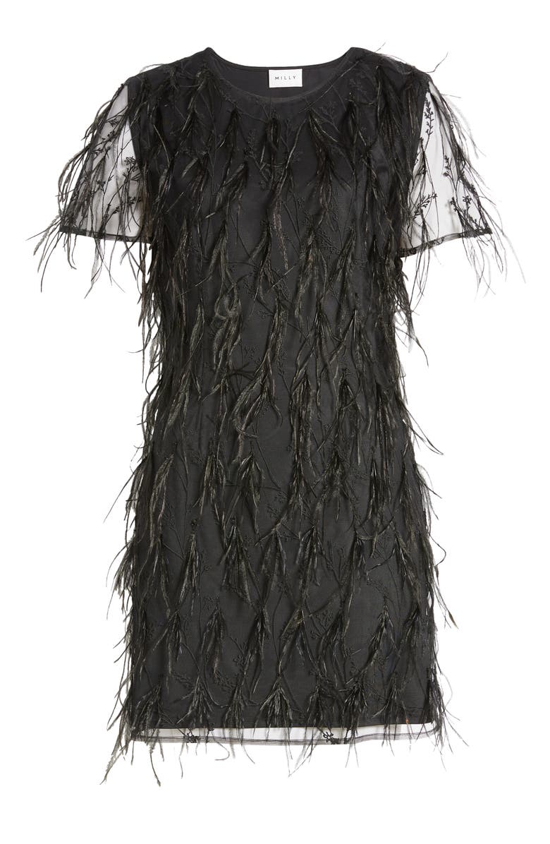 Milly Rana Feather Minidress, Alternate, color, 