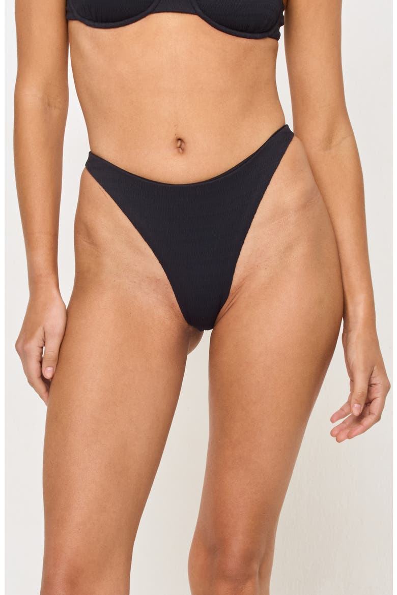 Leilani Bitsy Pucker Textured Bikini Bottoms, Main, color, BLACK
