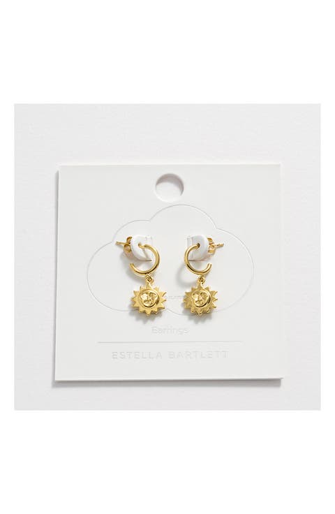 Sunface Charm Hoop Earrings