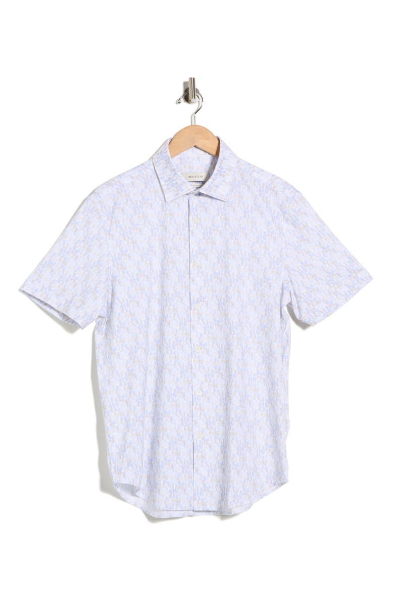Short Sleeve Stretch Cotton Button-Up Shirt, Alternate, color, SKY