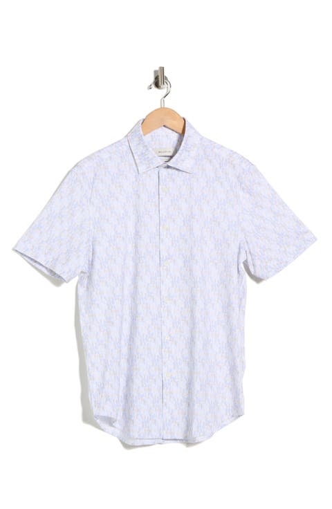 Short Sleeve Stretch Cotton Button-Up Shirt