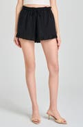 WAYF Helena Eyelet Ruffle Stretch Cotton Shorts