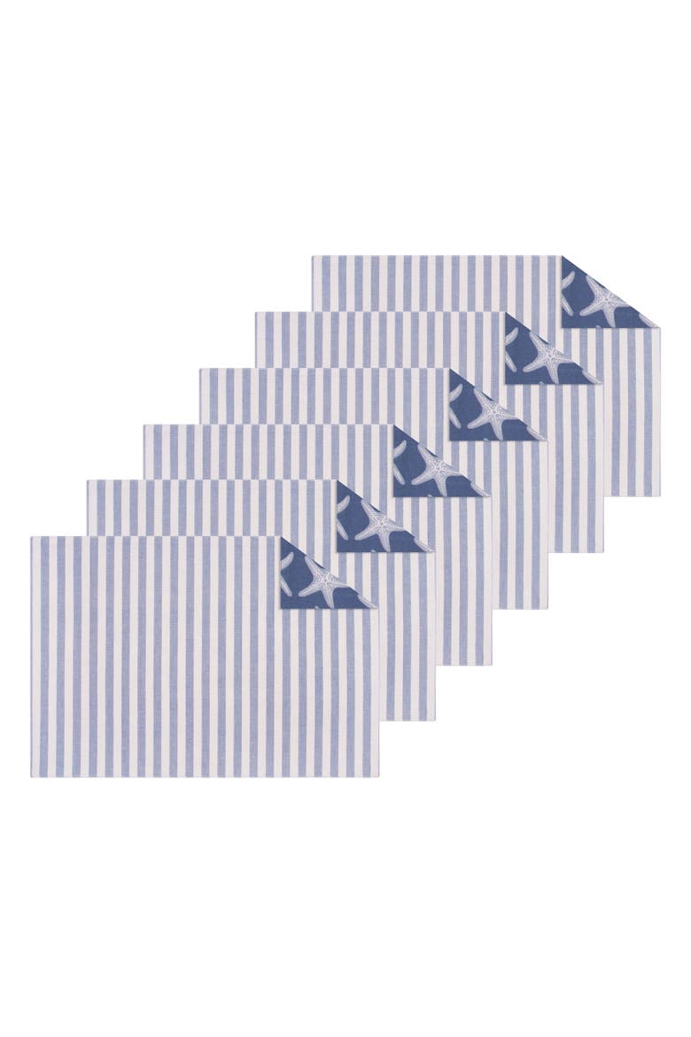 Calming Seas Starfish Reversible Placemats Set of 6, Alternate, color, Blue