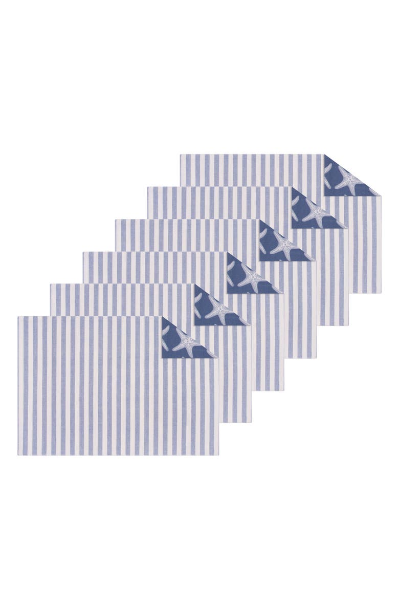 C&F Home Calming Seas Starfish Reversible Placemats Set of 6, Alternate, color, Blue