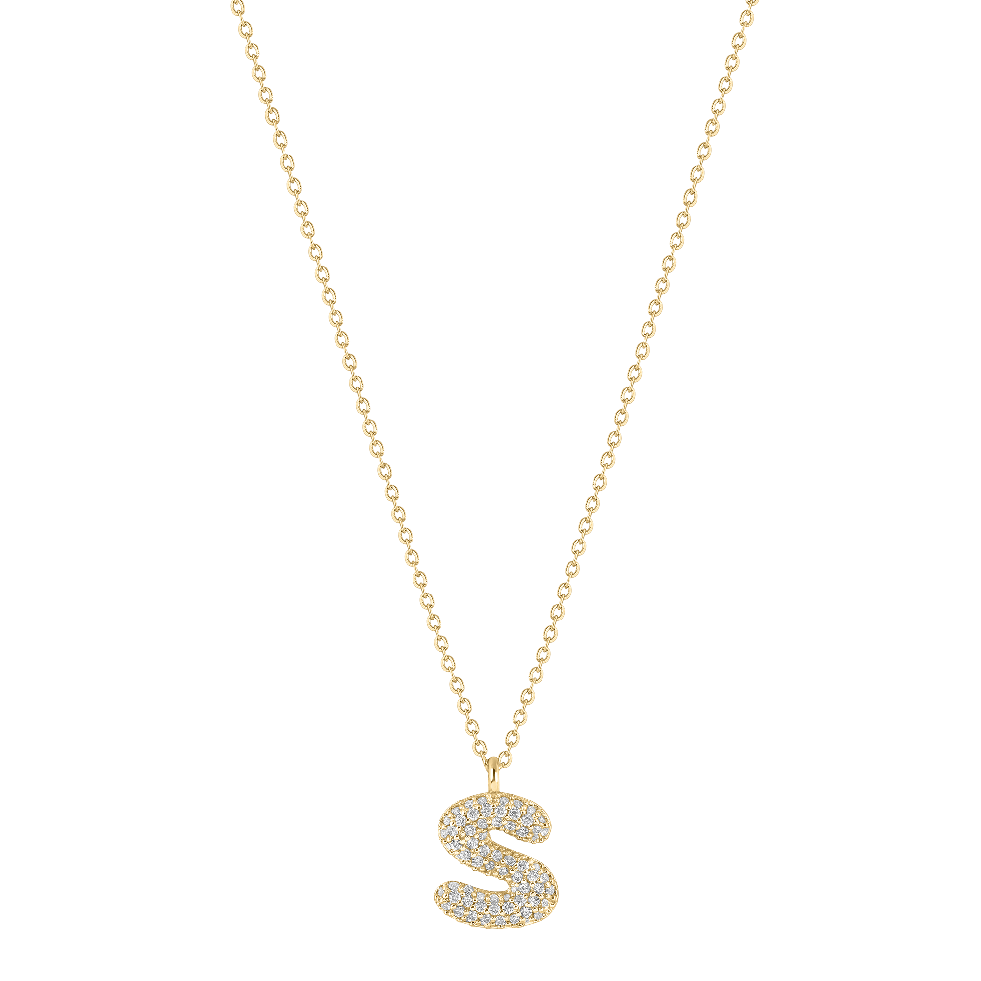 Electric Picks Bubble Letter Necklace in Gold - S 