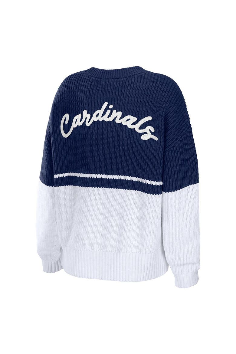 Women's WEAR by Erin Andrews Navy/White St. Louis Cardinals Chunky Pullover Sweatshirt, Alternate, color, Navy