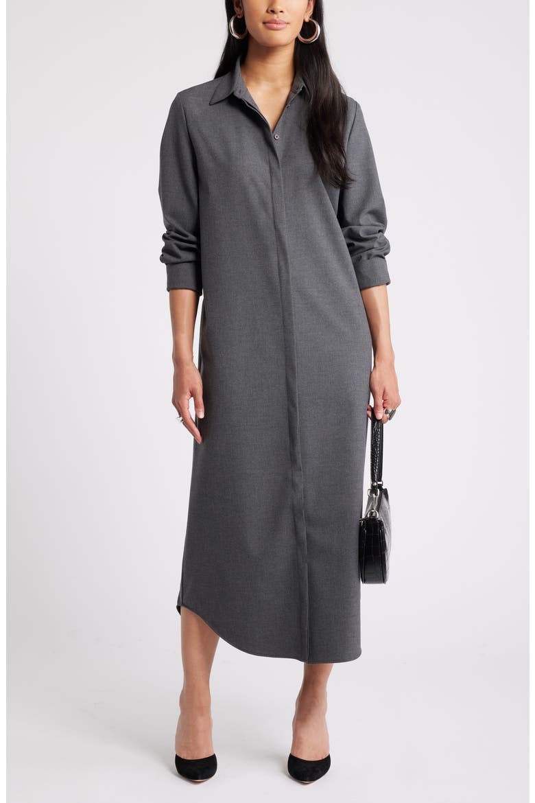 Long Sleeve Shirtdress, Main, color, GREY DARK HEATHER